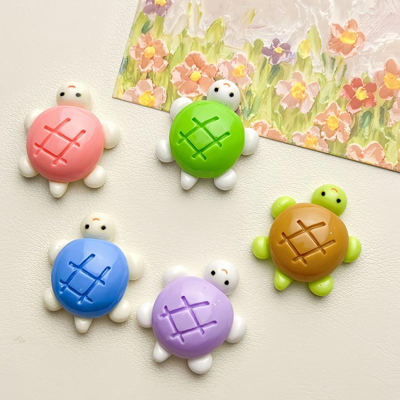 10Pcs Solid-Colored Small Turtle Cartoon Glossy Handmade Diy Resin Accessory Small Ornament