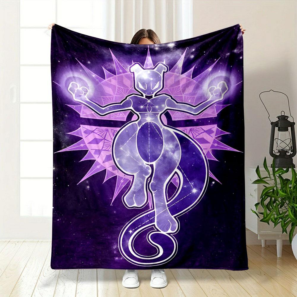 A Cosmic Humanoid Figure with Glowing Orbs and Spiked Purple Energy Aura. for All Seasons Blanket Lunch Break Throw Gift