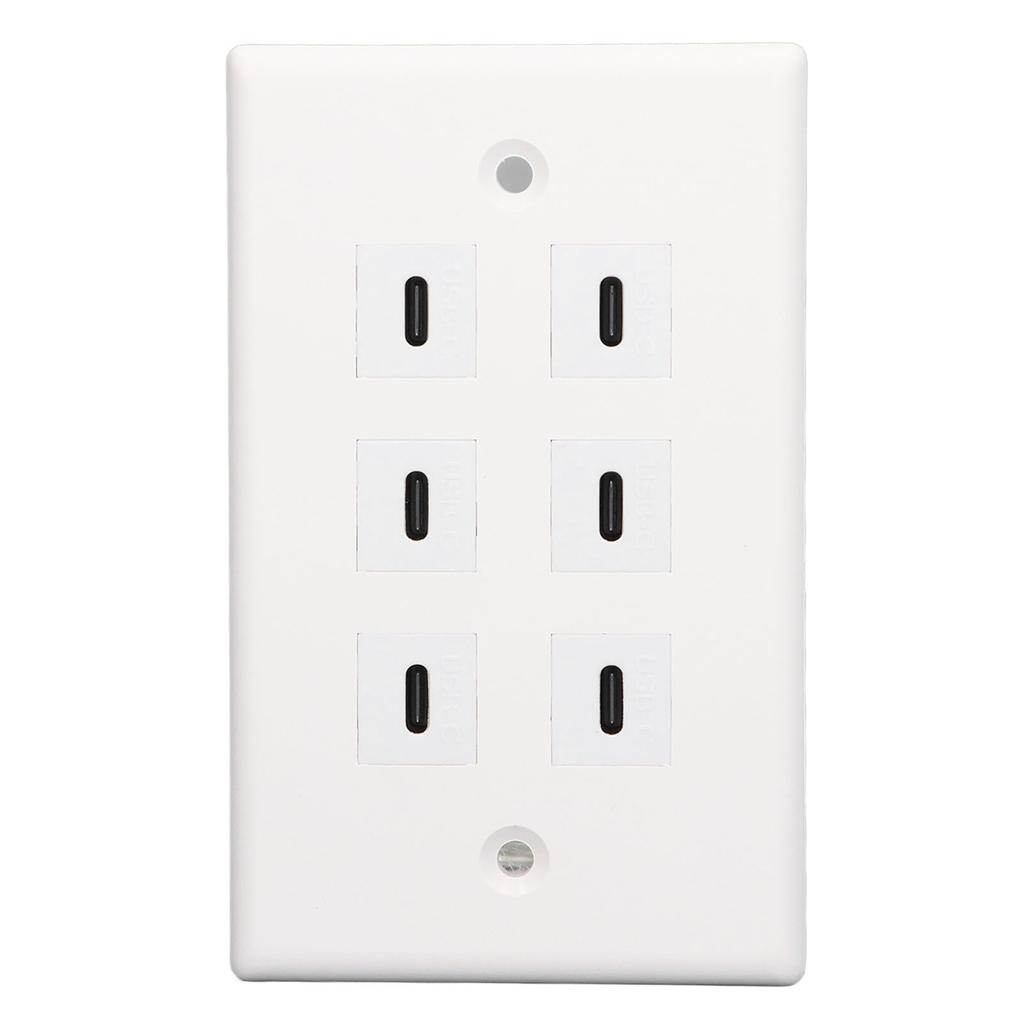 6 Port USB Receptacle Outlet Type C USB Outlet Wall Wide Applicability USB Outlet Plug for Business Office