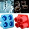 1 Pc 4-Cup Ice Cube Shape Silicone Glass Freeze Mold Maker Tray Party Ice Cube Maker Color Random