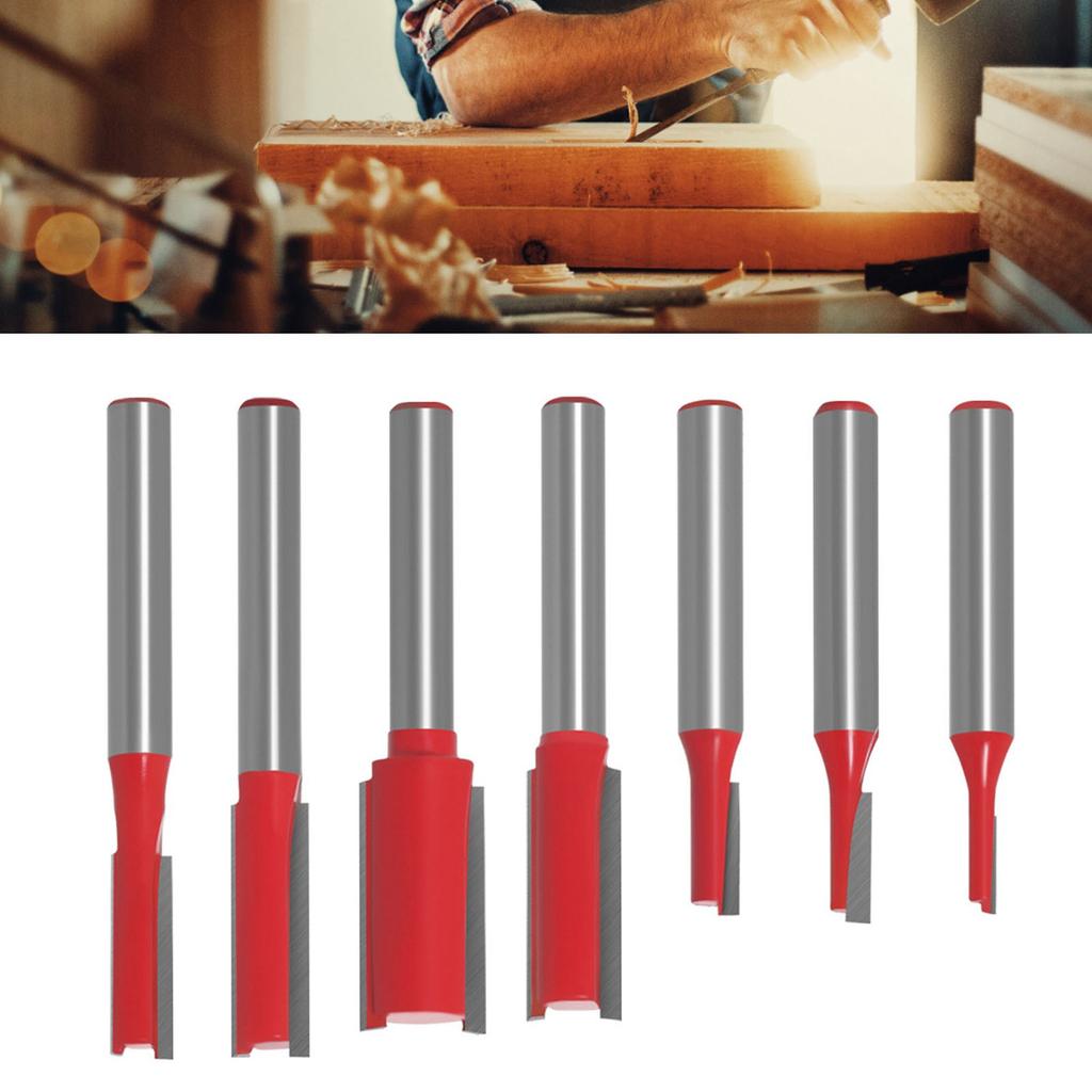 7 шт. Фрезерная фреза заподлицо Прямая 2-зубая Карбидная для деревообработки Пазование