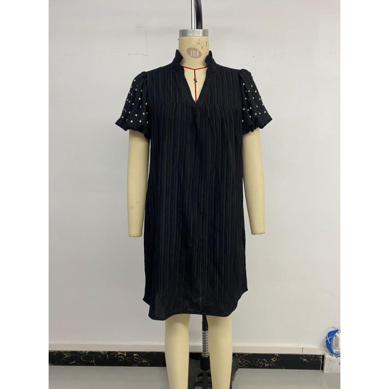 Женское свободное платье-футляр с бисером и рукавами-фонариками, простое модное платье