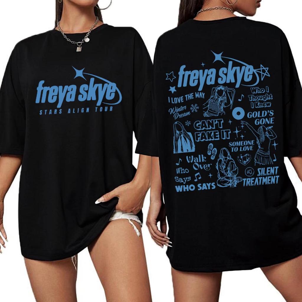 Freya Skye Stars Align Tour 2026Graphic T-shirt Unisex Oversized Crewneck Short Sleeve Festival Casual Cotton Tops for Men Women