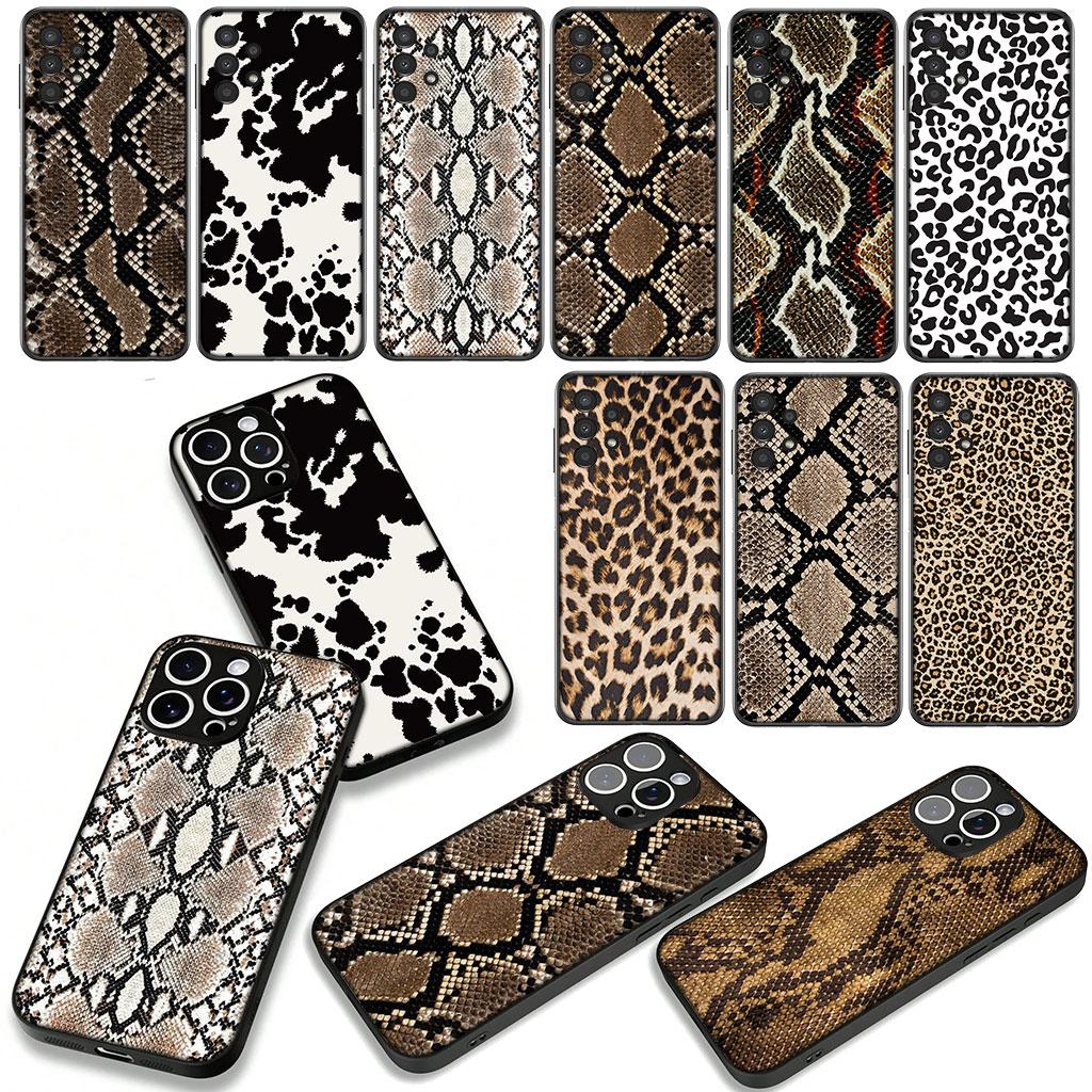 Cover for Samsung Galaxy A36 A17 A26 A07 A35 A54 A53 A13 A33 A34 S8 S9 S20 S21 FE S10 Plus Phone Case Leopard Cow Print Snake