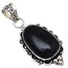 Pendant Black Obsedian Gemstone Handmade Mother'Day Silver Jewelry 2"