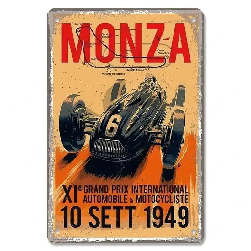 Metal Tin Signs Racing Car Plaque Metal Poster F1 Racetrack Nostalgic Vintage Metal Wall Art Decor for Garage Racing Club Home