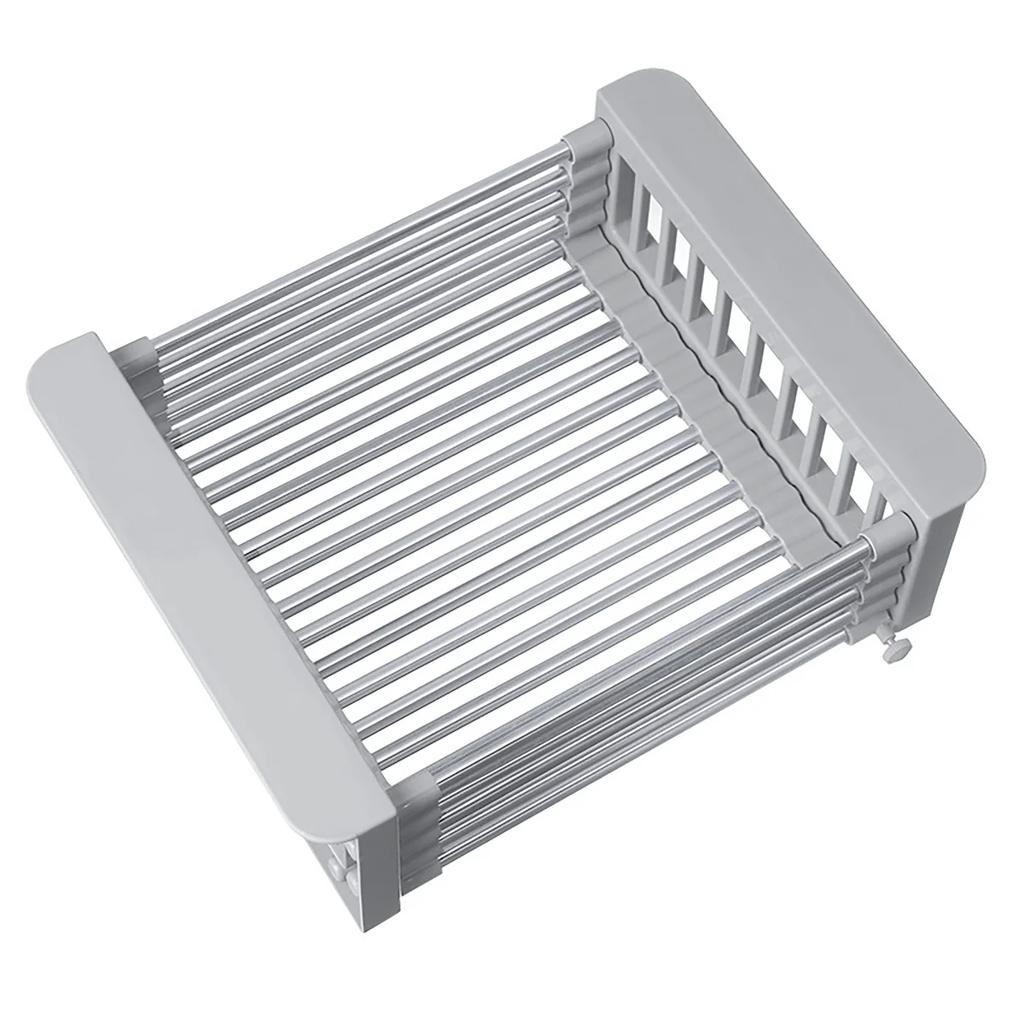 JIT+1pc Stainless Steel Retractable Drain Basket for Kitchen Sink - Multifunctional Water Tank Rack for Vegetable and Fruit - Co