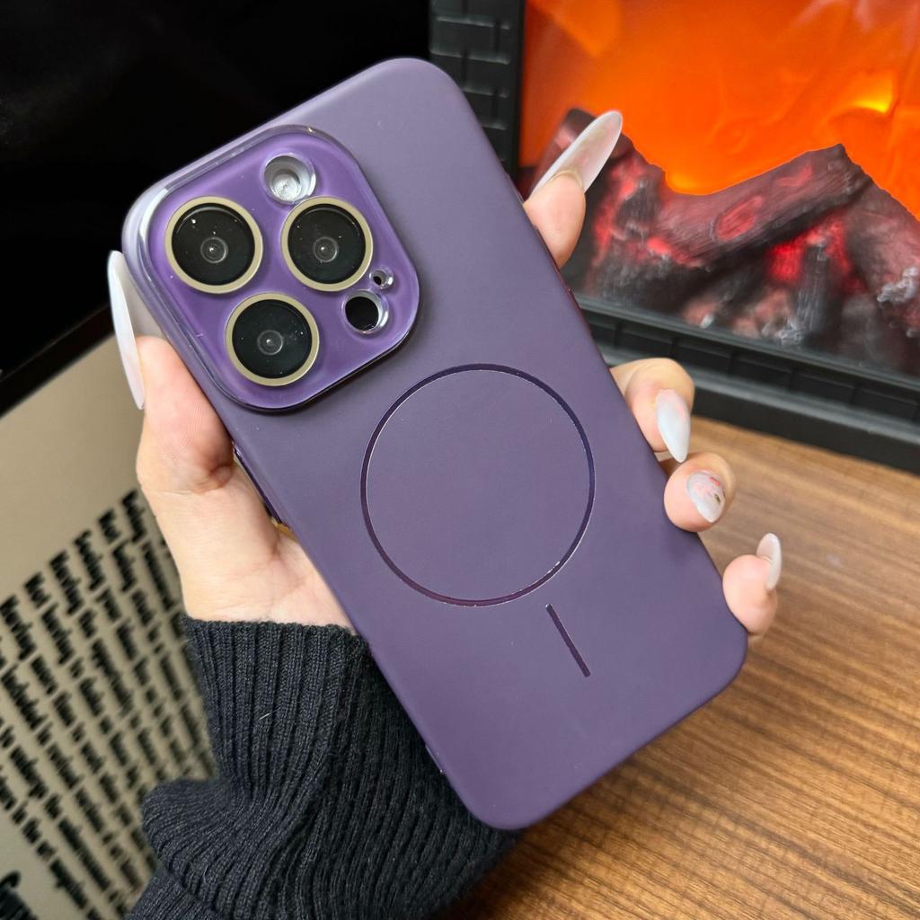 Applicable To Apple 16promax Skin-feeling Thin Circle Magnetic Suction Phone Case Crystal Lens IPhone 15 Protective Case Full Package