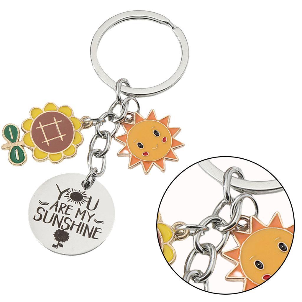 Sun Motto Keychain Pendant Charm Stainless Steel Keychain With Inspirational Sun Design For Daily Use And Gift Giving