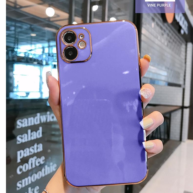Роскошный позолоченный гальванический чехол для iPhone 11 Pro Max 8 Plus 7 XR XS X, силиконовая защита объектива 12 Pro Max SE 2020, чехол