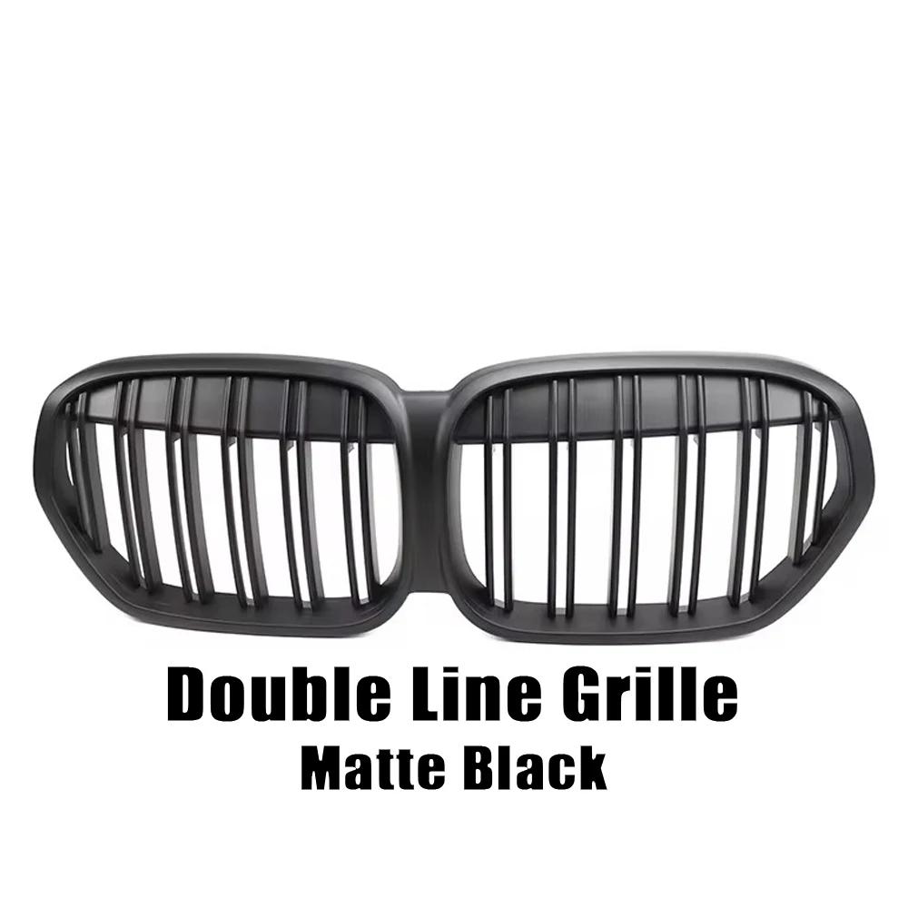 kyapx5 XVIP Carbon Fiber Look Double Line Style Front Racing Grills For BMW X1 F48 LCI 2020-2022 All Black Diamonds Style Upper Grilles