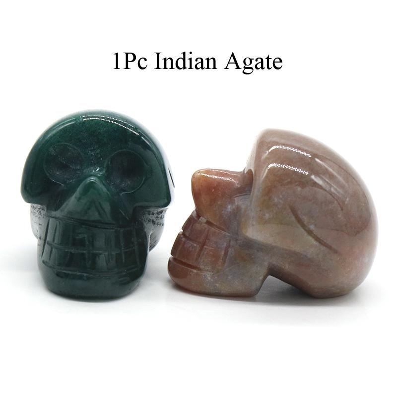 1Pc Natural Stone Carved Skull Natural Crystal Crafts Ornaments Halloween Ghost Festival Decorations Jewelry Furnishings Supplies Gifts 25x20x18 Mm