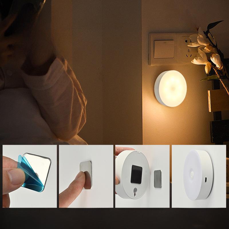 Перезаряжаемый интеллектуальный ночник с датчиком движения для установки у кровати, в шкафу или в проходе