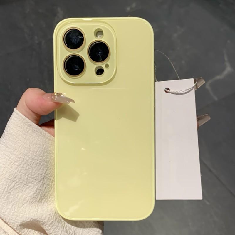 Жесткий закаленный стеклянный глянцевый чехол для iPhone 16 15 14 13 12 11 Pro Max Ударопрочный мягкий силиконовый бампер Защитная крышка для объектива