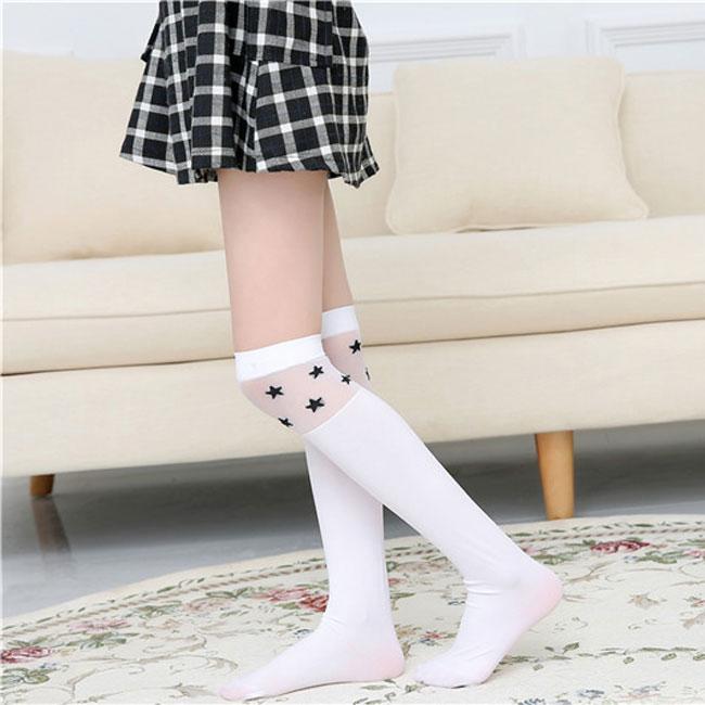Детские белые длинные носки, кавайные милые носки до бедра с котом, кружевные носки с героями мультфильмов, весна-лето