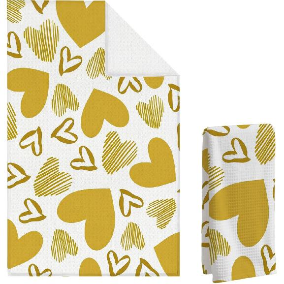 Daisy Waffle Towels, Floral Hand Towel, Floral Black & White Decor for Kitchen Bathroom, Gift for Hostess, Daisy Gift Dish Tea Towels,16x24 Inch.