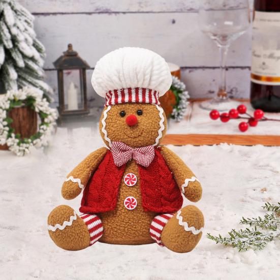 Рождественская плюшевая кукла пряничный человечек, мягкая набивная рождественская кукла, игрушка для праздничного декора, сидящая пряничная игрушка для девочки и мальчика, для дверной книжной полки