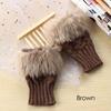 Warm Sheep Wool Knitted Faux Rabbit Fur Couples Fingerless Mittens Wrist Gloves Exposed Finger
