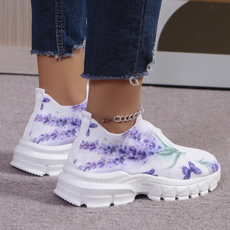Высококачественные кроссовки с цветочным принтом, женские, больших размеров, дышащие, на платформе, женские, с толстой подошвой, вулканизированные туфли