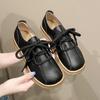 Shallow Lace-up Student Small Leather Shoes Fashionable Soft-soled Platform Doudou Shoes 2025 Spring New Women's Single Shoes