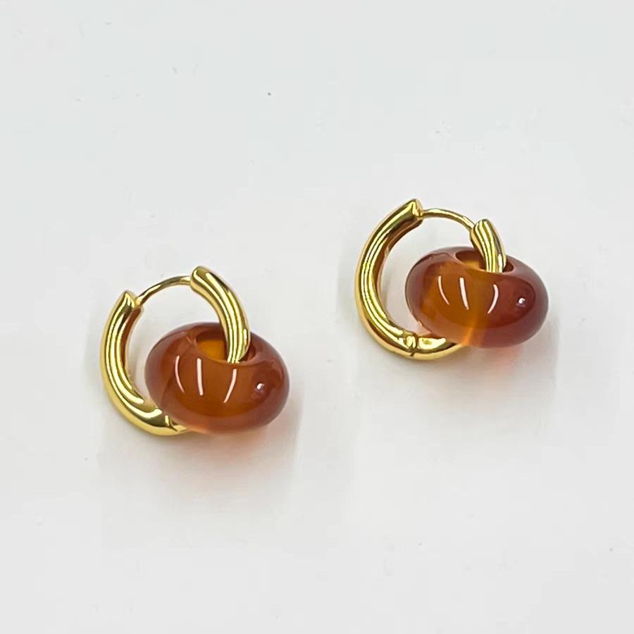 Пряжка для ушей из натурального агата и нефрита, два вида круглых сережек с пряжкой, улучшенное чувство света, роскошь, простая безопасная пряжка, кольцо