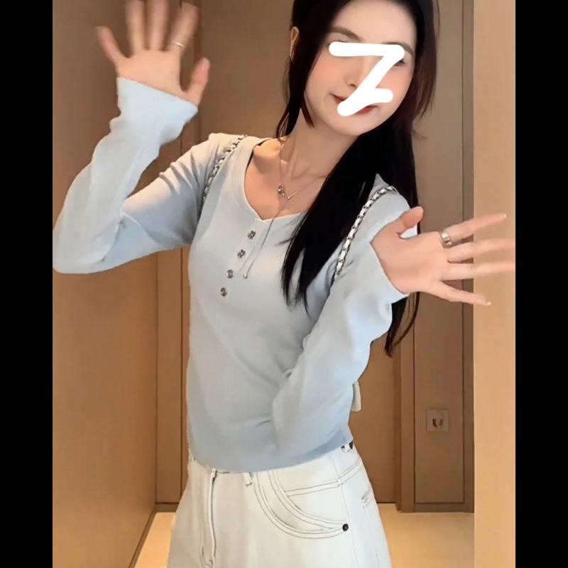 Ранневесенний сладкий и пикантный воротник однобортный вышитый топ женская талия плиссированная рубашка с длинным рукавом с нишевым базовым топом