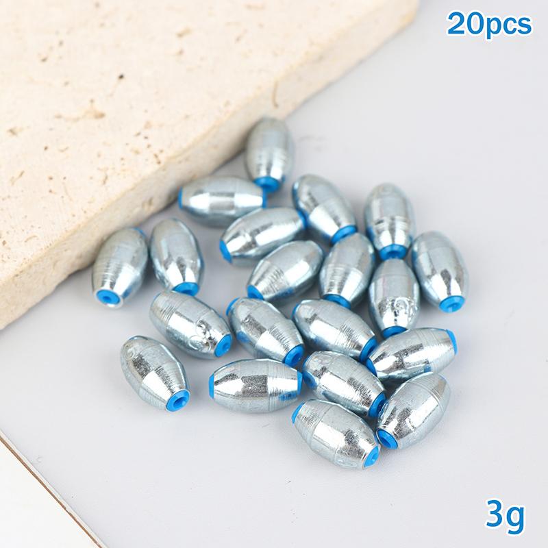 20Pcs Alloy Hollow Olive Fishing Sinkers3/ 4/6/8/10/12/15g Wax Coating Steel Fishing Weights Fishing Weight Accessories