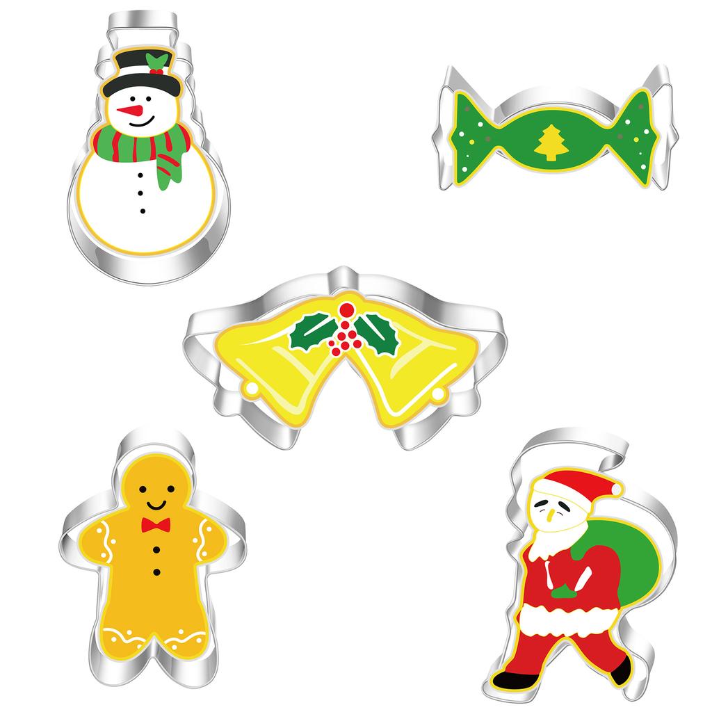 5Pcs/set Christmas Cookie Cutter Gingerbread Xmas Tree Mold Christmas Cake Decoration Tool Navidad Gift DIY Baking Biscuit Mould