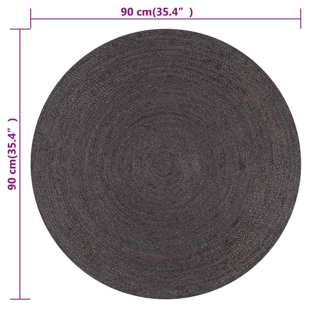 Vidaxl Ręcznie Wykonany Dywan Z Juty, Okrągły, 90 Cm, Ciemnoszary