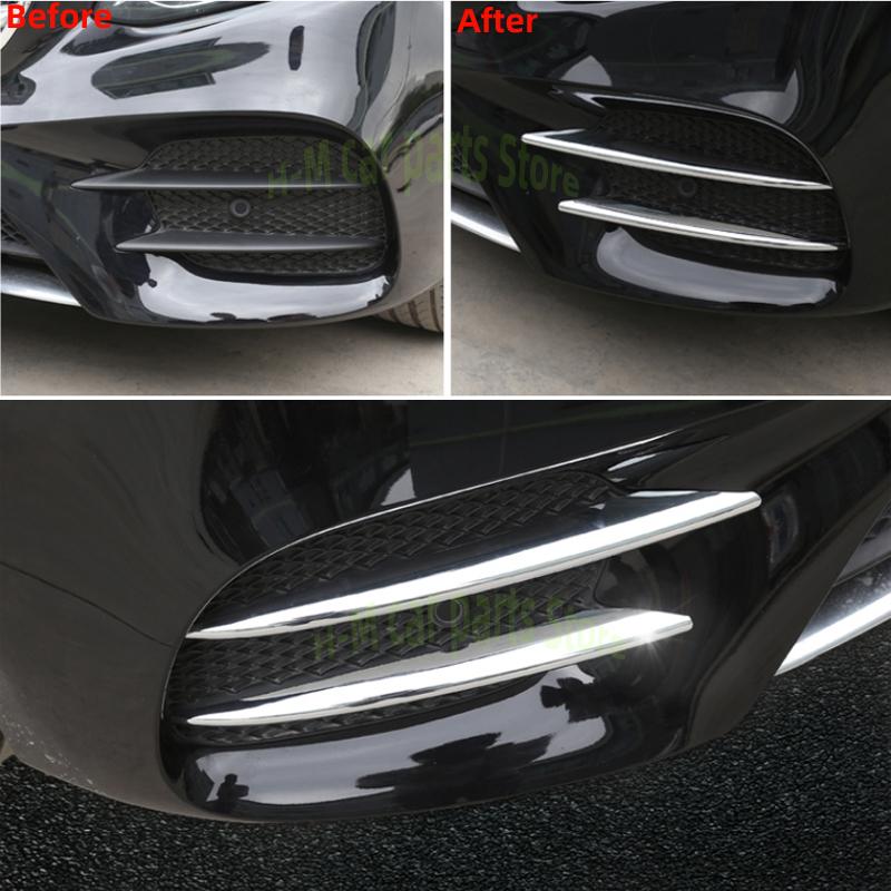4 шт., хромированная передняя противотуманная фара из АБС-пластика, накладка, Стайлинг автомобиля для Mercedes Benz E Class W213 E200 E300 2016-