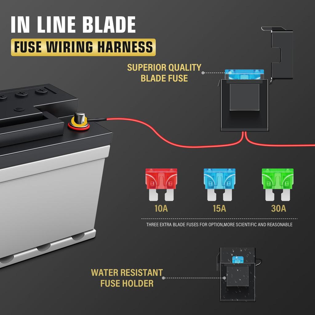 RIGIDON LED Light Bar Wire Harness Kit 18AWG On-Off Switch Power Relay
