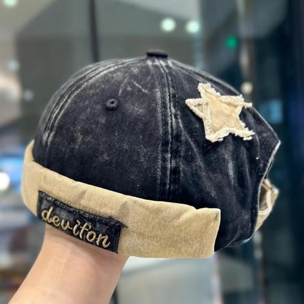 Cotton Brimless Melon Hat Solid Color Docker Beanie Casual Washed Landlord Cap Vintage