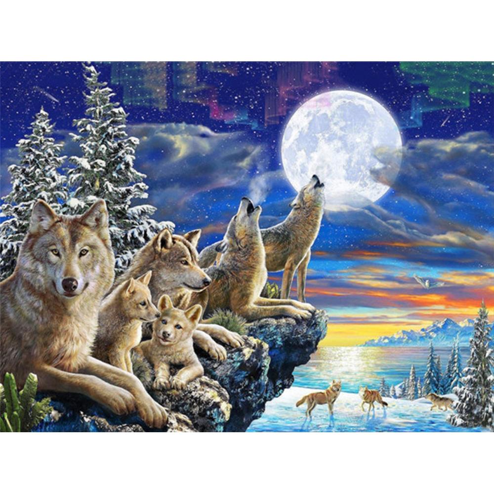 5D DIY Алмазная картина Волк Алмазная вышивка Животное Алмазная мозаика Полный квадратный дрель Вышивка крестом Декор для дома