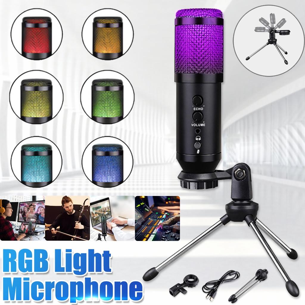 15V Professional USB RGB Microphone Condenser Microphones for Laptop Recording Sing Live for Gaming
