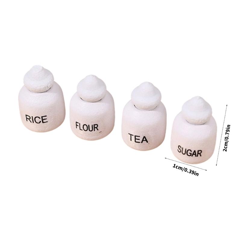 4 Part Tiny Oaken Seasoning Jar Set For Toy Furniture Realistic Kitchen Deck Hand Smoothed Safe Edges Imaginative Acting