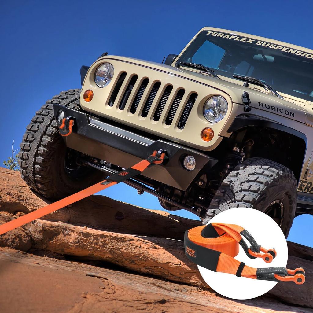 Heavy Duty Tow Strap Recovery Kit 3" x 30 ft (MBS-36,000 lbs) Tree Saver Winch Strap, Triple Reinforced Loop & Protective Sleeves & Storage Bag , 3/4"
