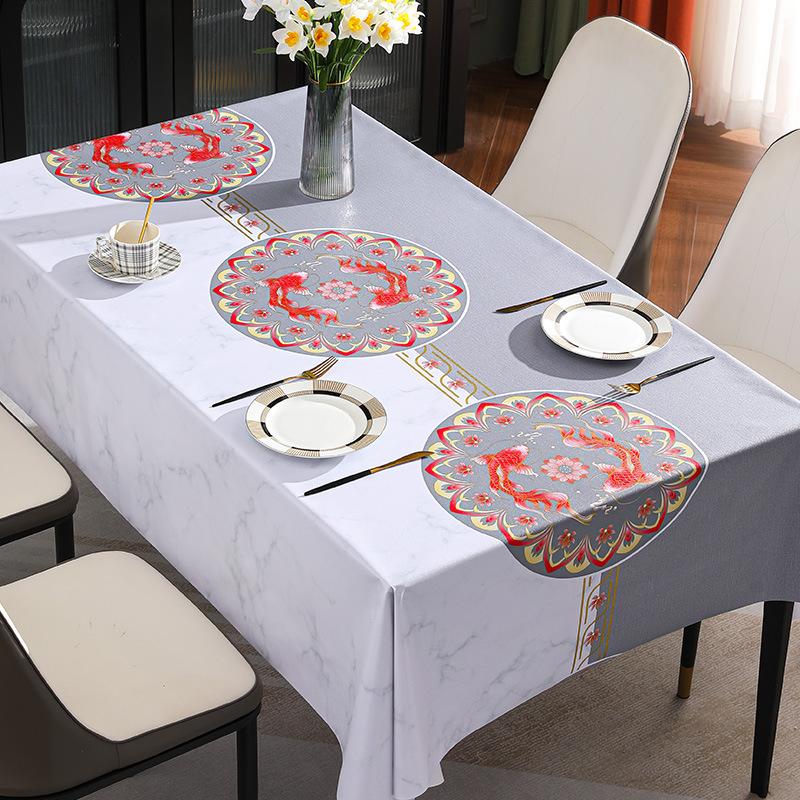 Скатерть в скандинавском стиле, водонепроницаемая и маслостойкая скатерть из ПВХ, прямоугольная скатерть Chazhhuo с простым узором и цветком, уличная походная ткань