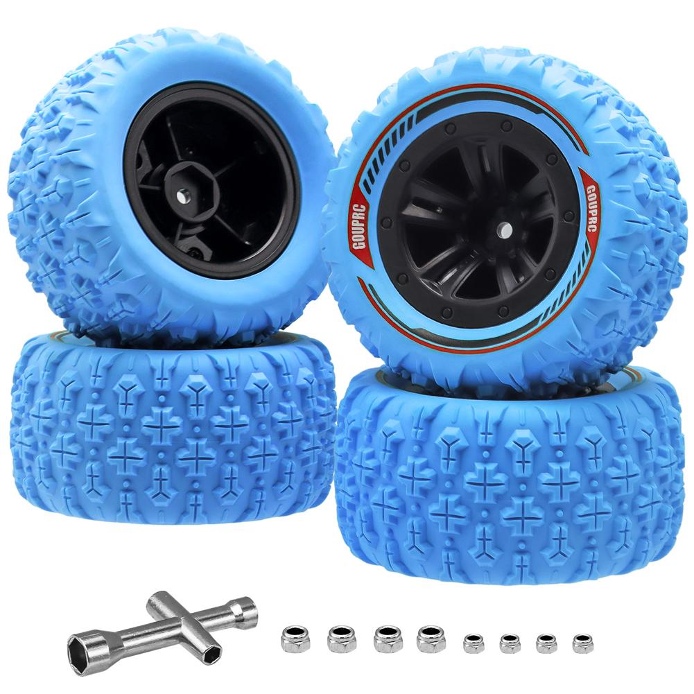 4Pcs 12mm Hex Wheels Tires Swamp Claw Mud Terrain Tires Accessories RC Tires Wheels for 1/14 1/16 RC Car Crawler Buggy Truck