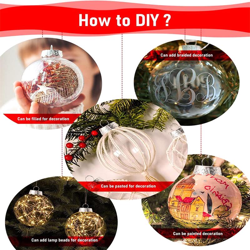 6/8/10 см пластиковый прозрачный рождественский шар домашнее рождественское вечернее украшение сделай сам прозрачный заполняемый подвесной кулон на елку украшение