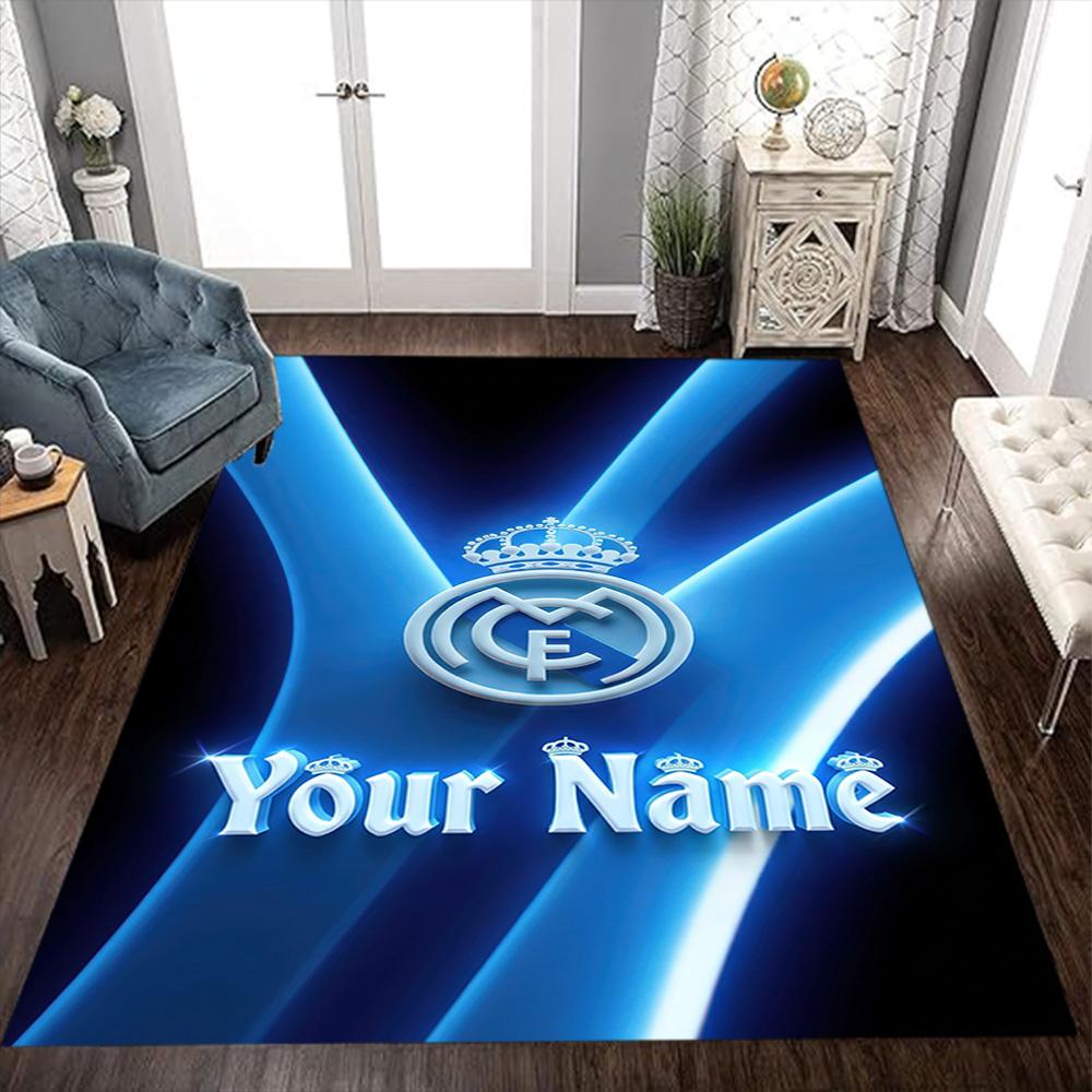 Real Madrid Club Customized Name Area Rug Suitable for Entryway Bedrooms Living Rooms Hallway Antislip Carpet Decorate Offices Gift for Festivals
