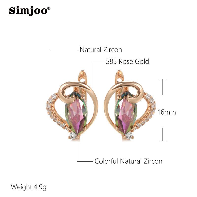 SIMJOO Rose Gold Ladies Fashion Zircon Earrings