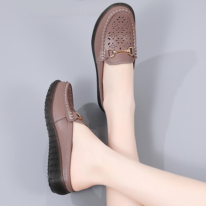 Women Soft Mules Loafers Slip On Slippers Casual Elegant Summer Breathable Leather Black Moccasin Shoes