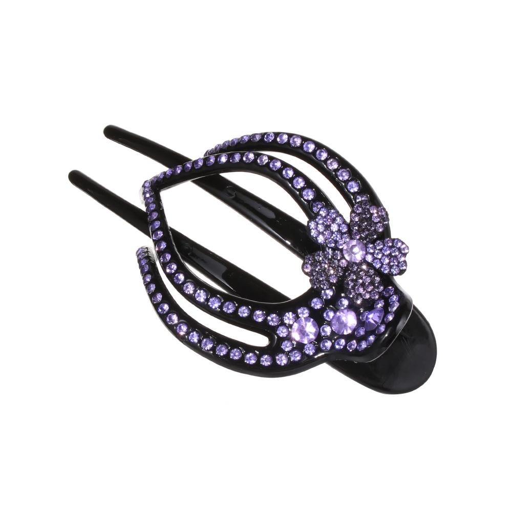 Women Flexible Styling Tool Hairpins Heart Flower Rhinestone Hair Clip Hollow Claws Acrylic