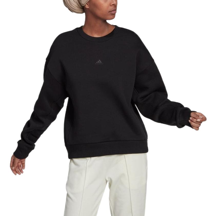 Adidas Однотонный свитер с круглым вырезом, женские толстовки, черный HJ7995