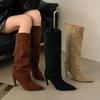 Модные женские длинные сапоги SUOJIALUN 2025 Зима Новинка Бренд