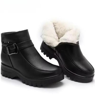 Модные зимние женские ботильоны, толстые плюшевые теплые сноубутсы, водонепроницаемые ботильоны для мамы