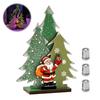 Christmas Party Supplies Wooden Tree Table Decor with LED Light Rustic Standing Sign Holiday Decoration Reindeer Santa Claus for Tiered Tray,