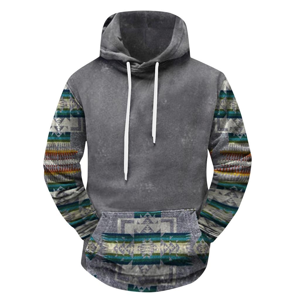 Модный свободный мужской и женский свитер с капюшоном с длинным рукавом и принтом