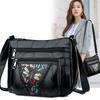Large Capacity PU Leather Women Shoulder Handbags Dragonfly Flowers Multi-pocket Crossbody Mommy Bag