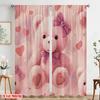 2 шт., Шторы с 2D-принтом, с рисунком, розовый плюшевый мишка, милота, полиэстеровая ткань (без удилища) Украшения для использования внутри для